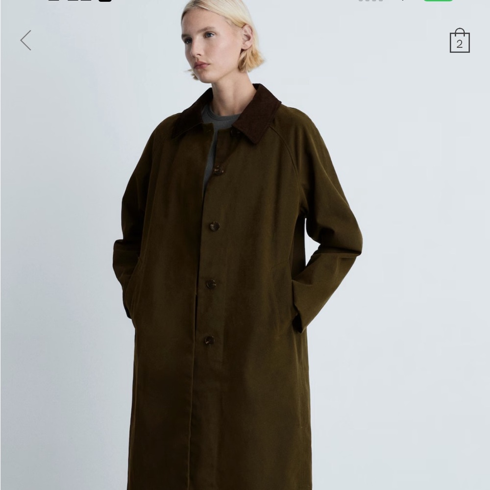 MANGO Long Corduroy Collar Barn Jacket